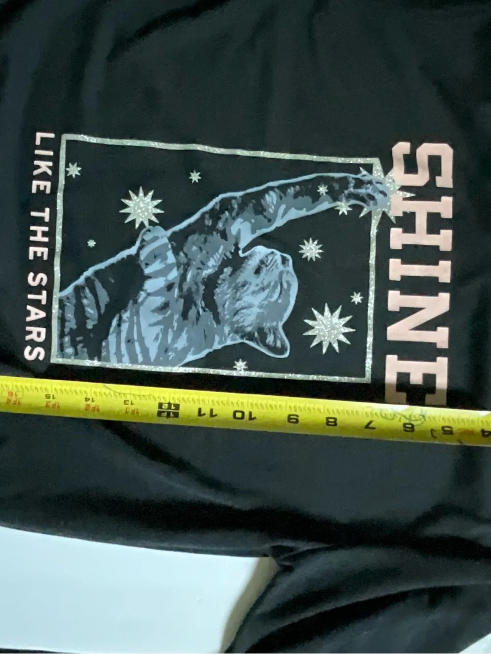 GAP Black Crewneck Shirt with Neutral  'SHINE' Graphic